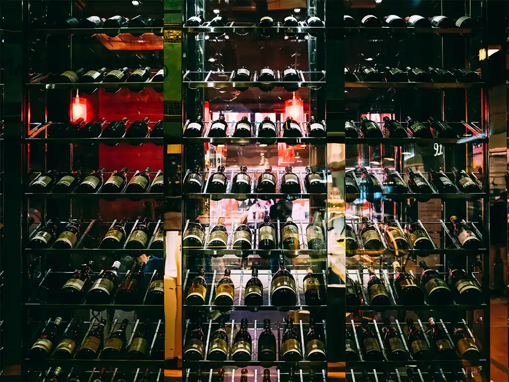 Shelves of wine commonly found in Cebu wine shops