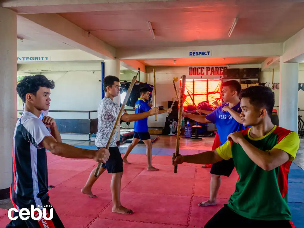Filipino Martial Arts practitioners sparring at Doce Pares Headquarters
