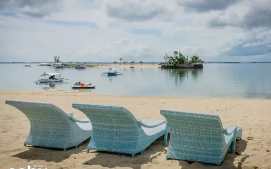 The shore of the white sand beach at Cebu White Sands Resort