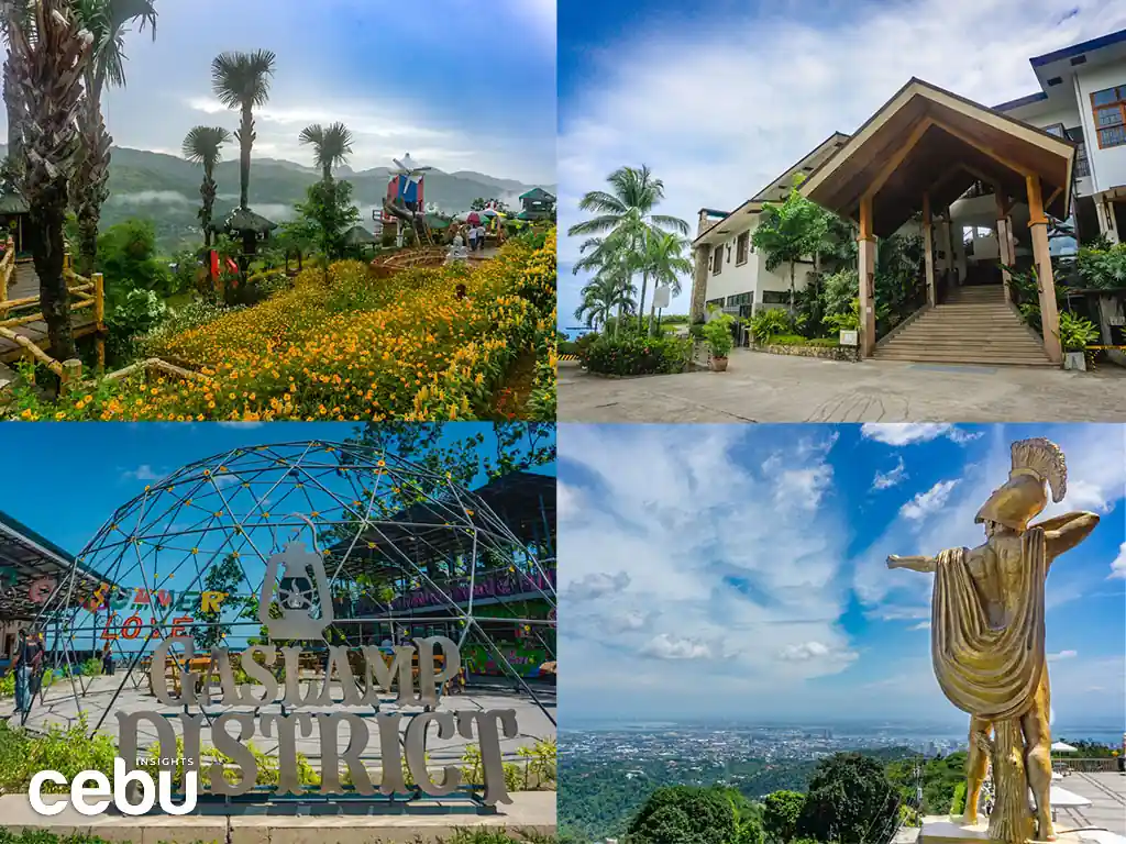 A collage of some of the most popular tourist attractions at Cebu Transcentral Highway