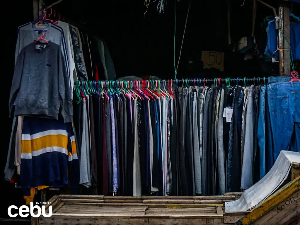 Rack of clothes at an Ukay-Ukay shop at the Carbon Market