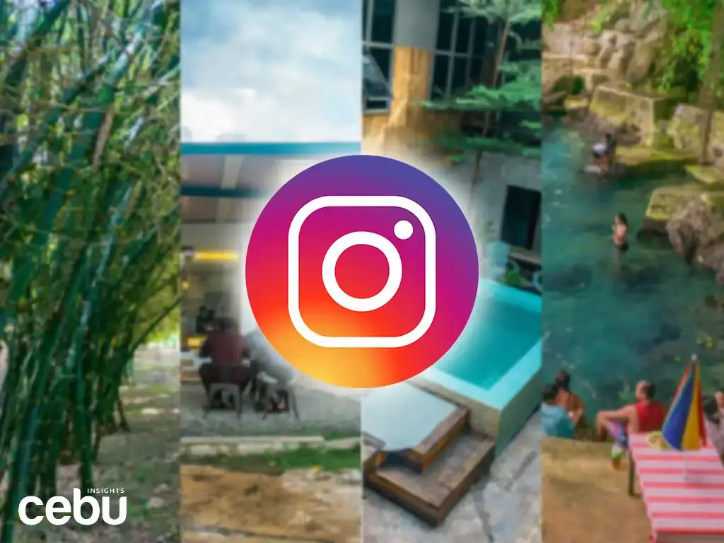 nstagram logo infront of pictures of instagrammable spots in Cebu