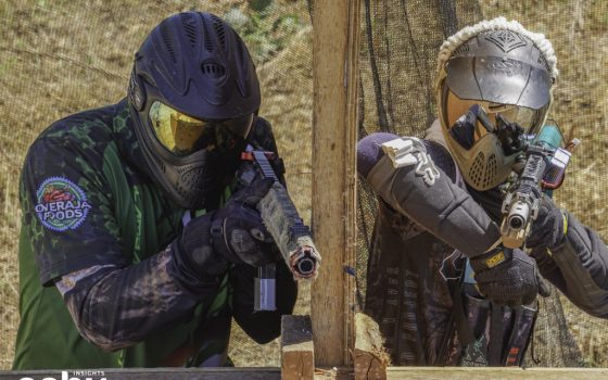 Two Airsoft competitors facing off