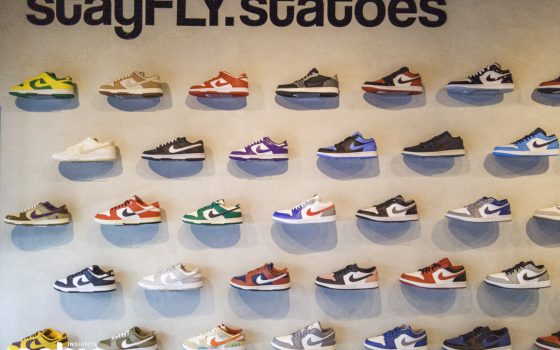 A wall of new shoes sold at Statoes in Lahug